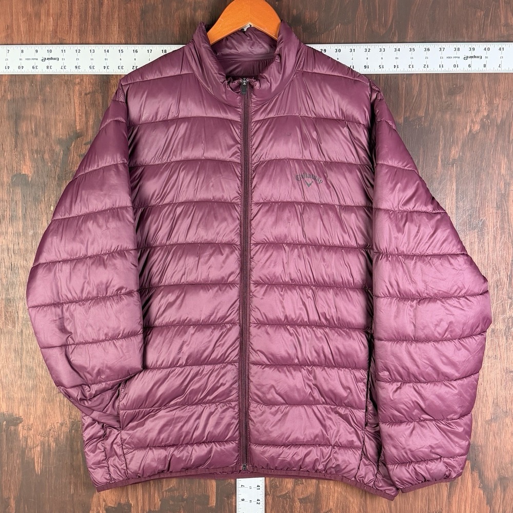 Callaway Golf Full Zip Puffer Packable Jacket‎ Maroon Men's XL Nylon Activewear